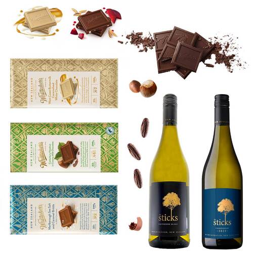 Two White Wines and Whittaker's in Premium Gift Box