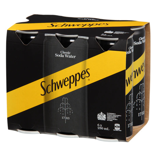 Schweppes Classic Soda Water 6pk CAN 250ml