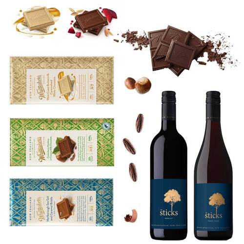 Two Red Wines and Whittaker's in Premium Cardboard Gift Box