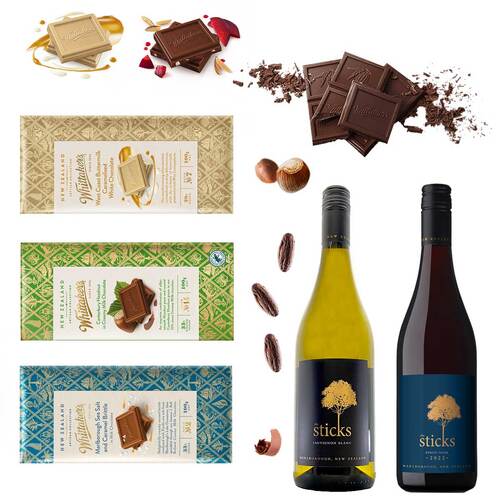 Two Mixed Wines and Whittaker's in Premium Cardboard Gift Box